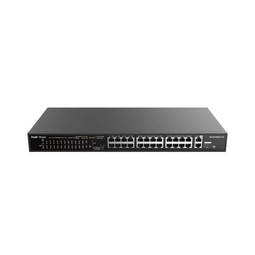 RG-ES126S-LP 24 x 10/100 Base-T PoE/PoE+ Port | 1 x 10/100/1000 Base-T Uplink Port 1 x SFP/RJ45 Combo Port | 180W PoE Kapasitesi - 0