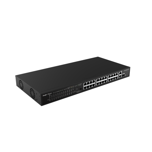 RG-ES126S-LP 24 x 10/100 Base-T PoE/PoE+ Port | 1 x 10/100/1000 Base-T Uplink Port 1 x SFP/RJ45 Combo Port | 180W PoE Kapasitesi - 1