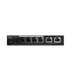 RG-ES206GC-P 4 x 10/100/1000 Base-T PoE/PoE+ Port 2 x 10/100/1000 Base-T Uplink Port | 54W PoE Kapasitesi | Çelik Kasa