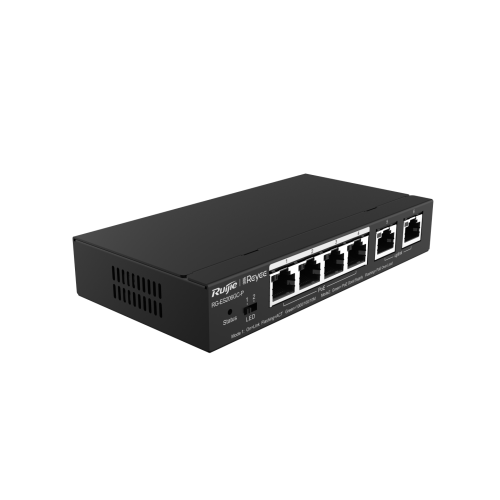 RG-ES206GC-P 4 x 10/100/1000 Base-T PoE/PoE+ Port 2 x 10/100/1000 Base-T Uplink Port | 54W PoE Kapasitesi | Çelik Kasa - 1