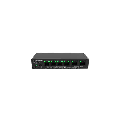 RG-ES106D-P 4 x 10/100 Base-T PoE/PoE+ Port | 2 x 10/100 Base-T Uplink Port 54W PoE Kapasitesi - 0