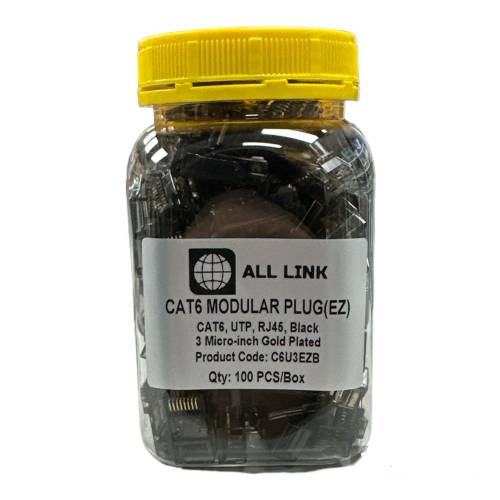 C6U3EZB CAT6 UTP MODULAR PLUG EZ RJ45 BLACK 3 MİCRO-İNCH GOLD PLATED - 0