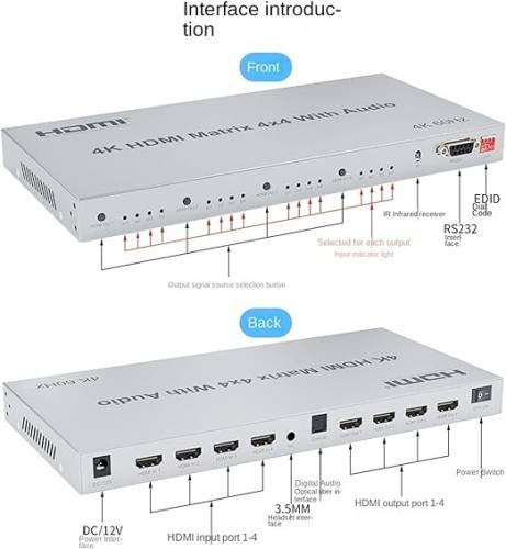 HM44 HDMI MATRİX 4*4 SWİTCH 4K - 1