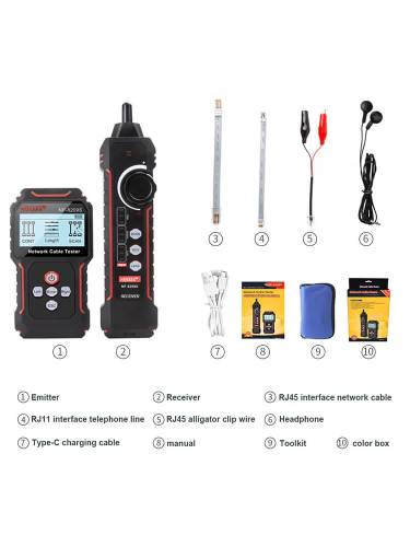 NF-8209S Network Cable Tester and Tracer with Anti-jamming Porbe, Crimp, PoE Port - 2