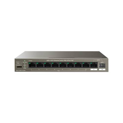 TEG1110PF-8-102W 8 Port 10/100/1000 1xUplink +1SFP PoE Ethernet Switch - 0